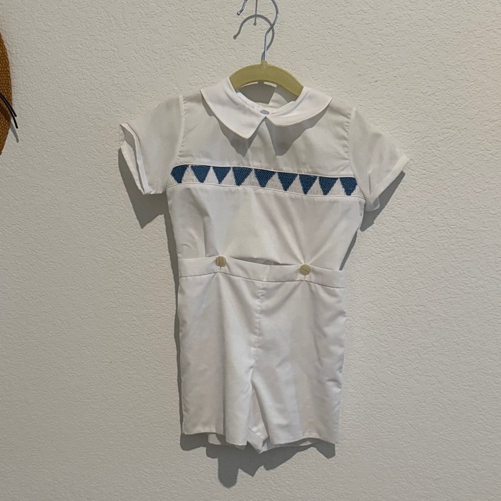 Kids White and Blue Geometric Matching Set